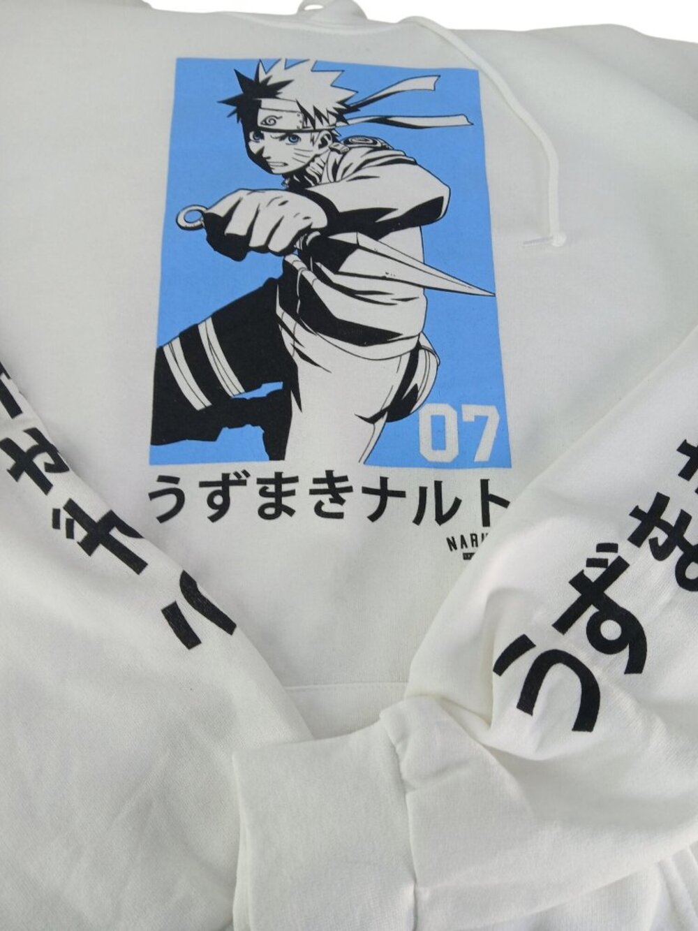 Naruto Shippuden White Hoodie Blue Graphic Size L Naruto Uzumaki Anime Streetwea - Picture 10 of 10